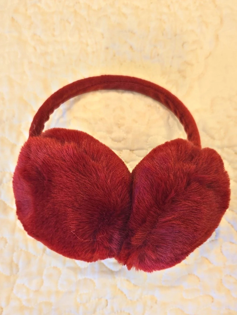 Red Faux Fur Earmuffs New